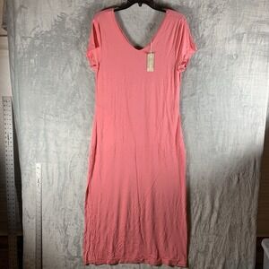 Ink + Ivy Women's Sleep Shirt Dress M Pajamas‎ PJs Pockets Maxi Lounge Pink NWT